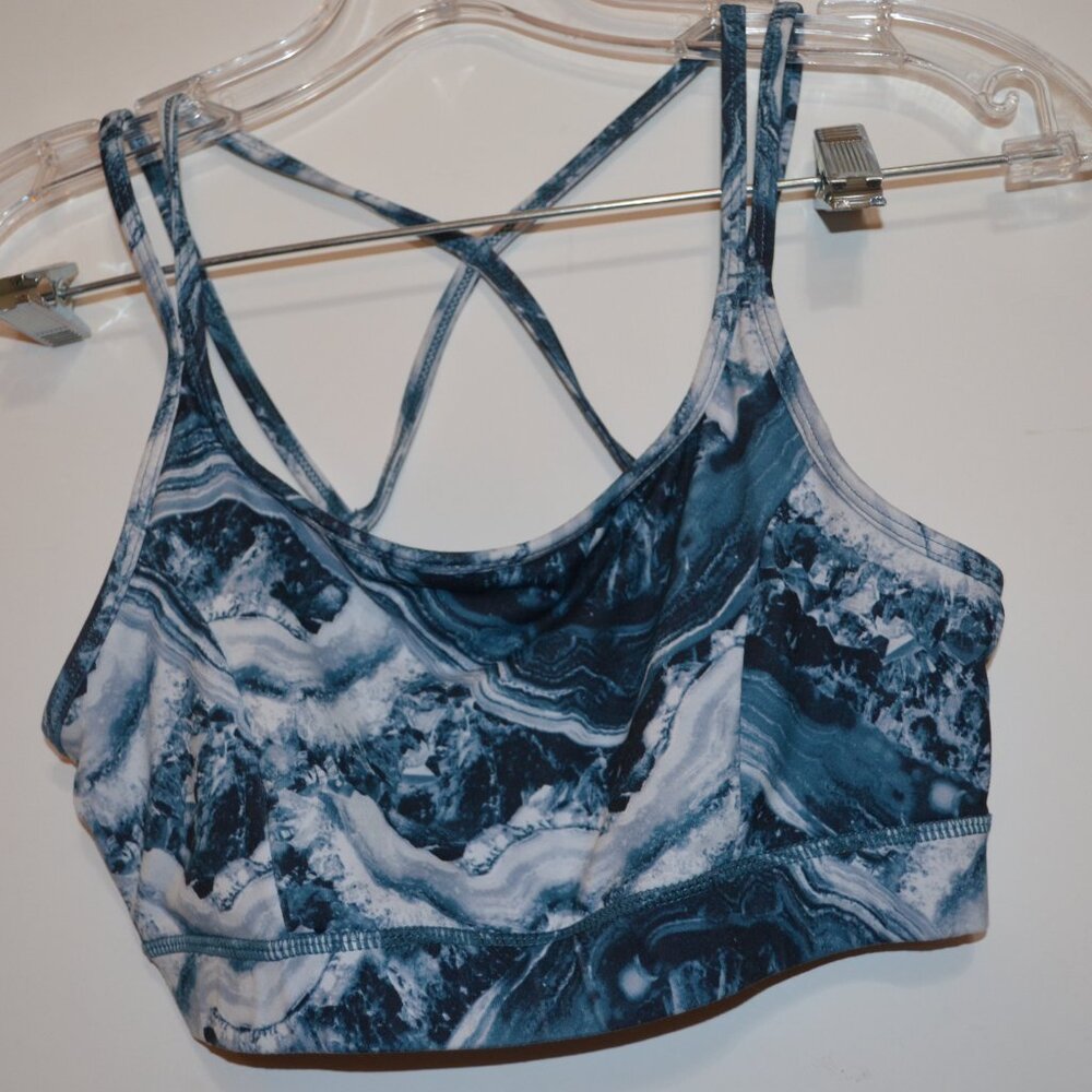 GAIAM (R) Active wear Green-White Sea Water Prints No Pads Spagetti Sport Top S